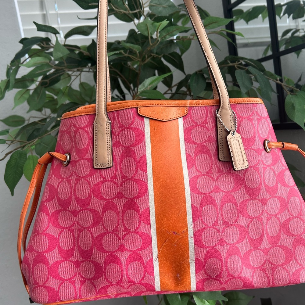 Coach Vibrant Pink and Orange Shoulder Bag